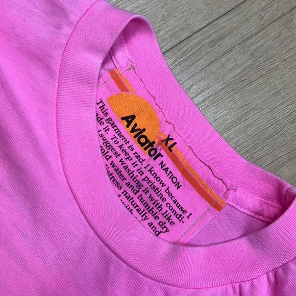 Aviator Nation Bolt Embroidered T-Shirt in Neon Pink/mint, SIZE XL - Picture 5 of 9
